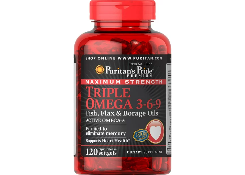 PURITANS PRIDE Triple Omega 3-6-9 c/Oleo Borragem 120un