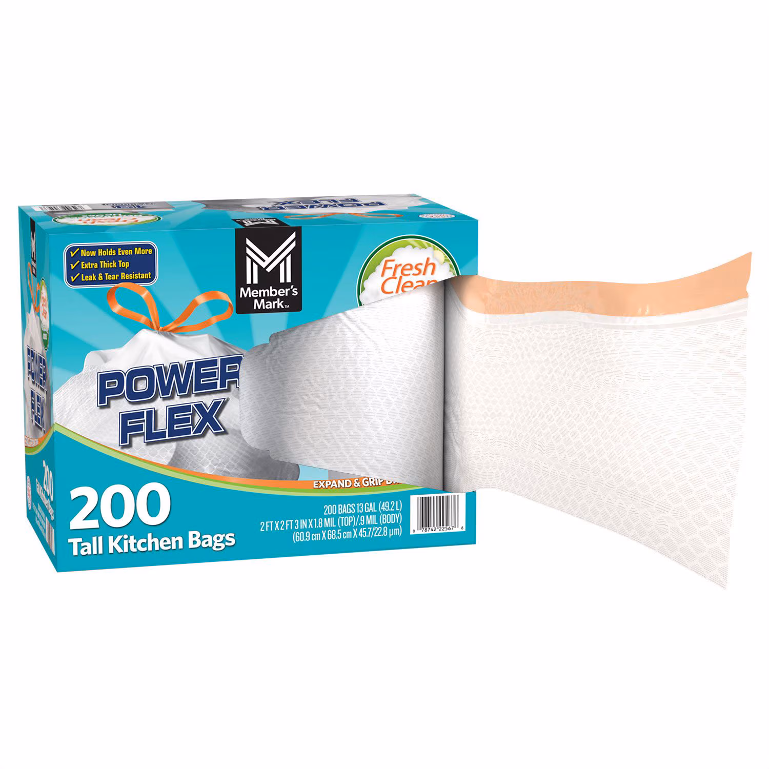 MEMBERS MARK Sacos p/Lixo 49.2L (Power Flex) Fresh Clean 200un