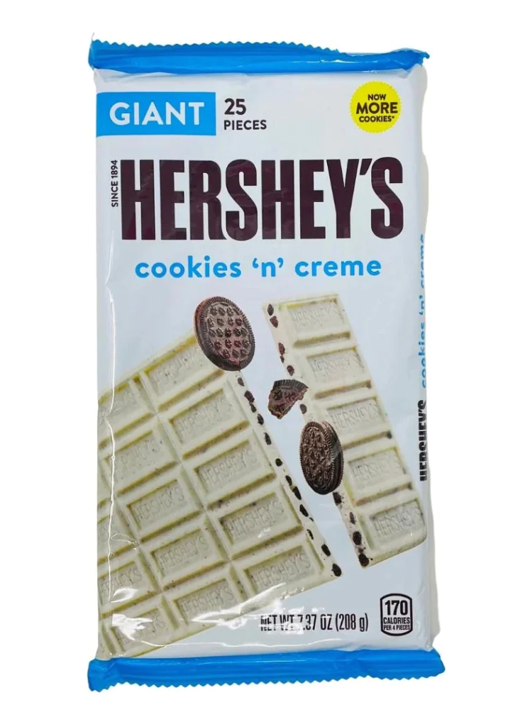 HERSHEYS Barra Choc Cookies n Creme GIANT 208g